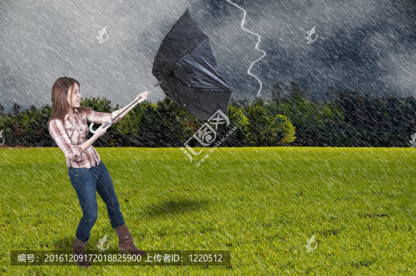 女子拿著雨傘