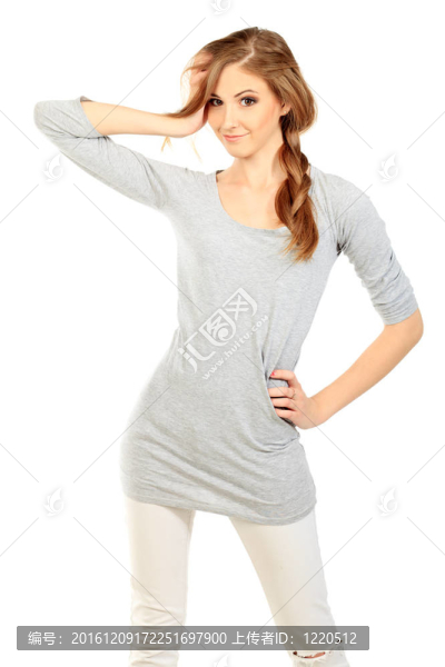 一個(gè)漂亮女人的肖像。白色背景隔離。