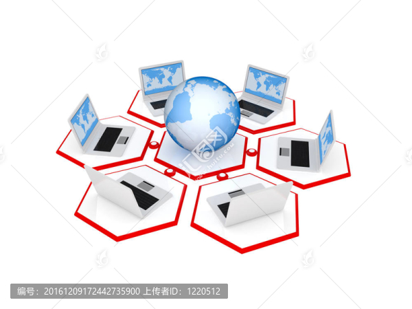 筆記本電腦與地球融合在網(wǎng)絡(luò)中。