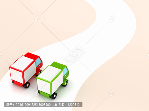 兩輛卡車上路了。