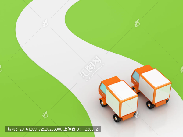 兩輛卡車上路了。