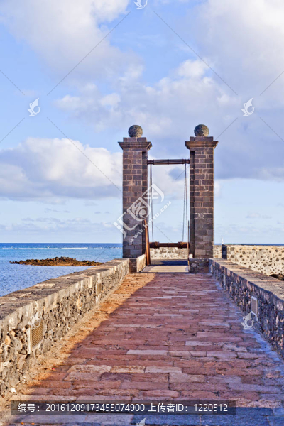 城堡卡斯蒂略de圣加布里埃爾阿雷西費(fèi)；蘭薩羅特島；加那利群島