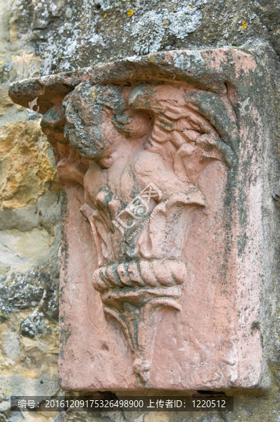 墻上的匾。Gropparello,Castle。Emilia,Romagna。意大利.