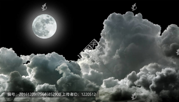 黑色烏云中的Moon