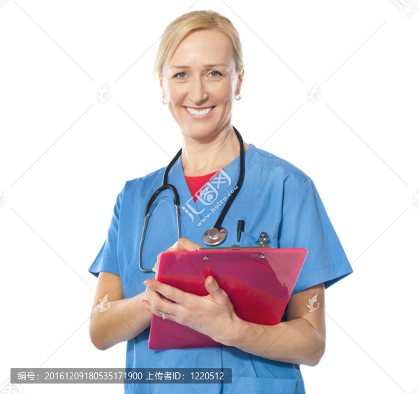 經(jīng)驗(yàn)豐富的女醫(yī)生微笑著拍照