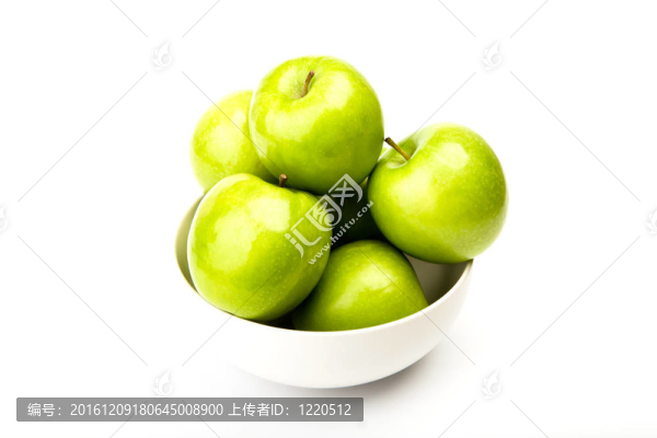 白色背景上的綠蘋果