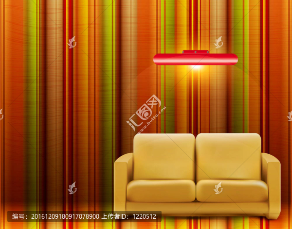 帶沙發(fā)和燈的復(fù)古房間