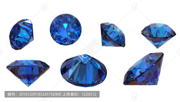 白底藍(lán)色的圓形寶石。Benitoit。藍(lán)寶石。IO