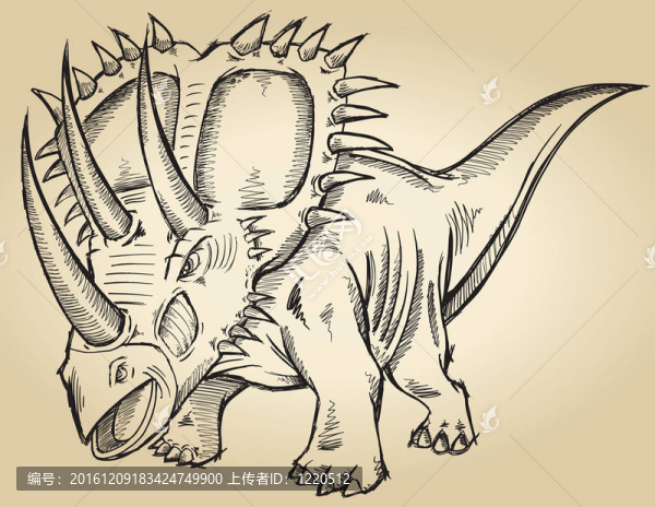 素描Doodle,Triceratops,Dinosaur