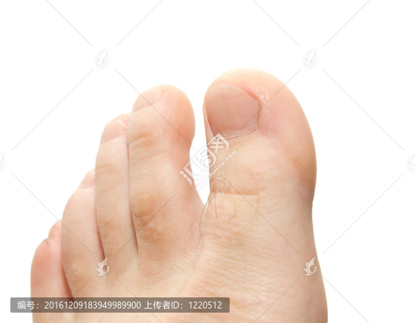 男人的腳趾在白色背景上