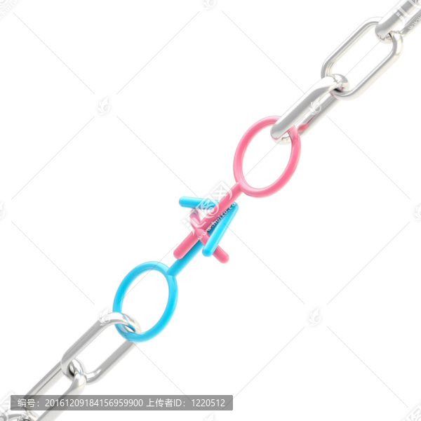 作為鏈接鏈的男性和女性符號
