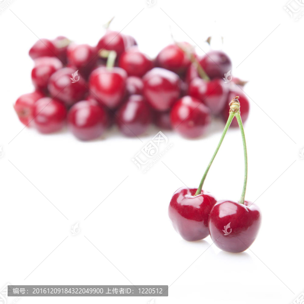 白色的新鮮櫻桃。
