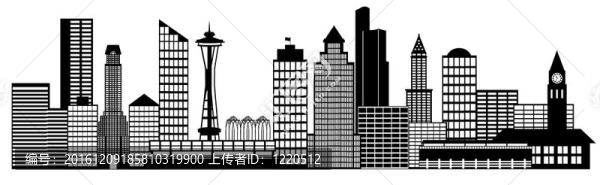 西雅圖市天際線全景剪貼畫