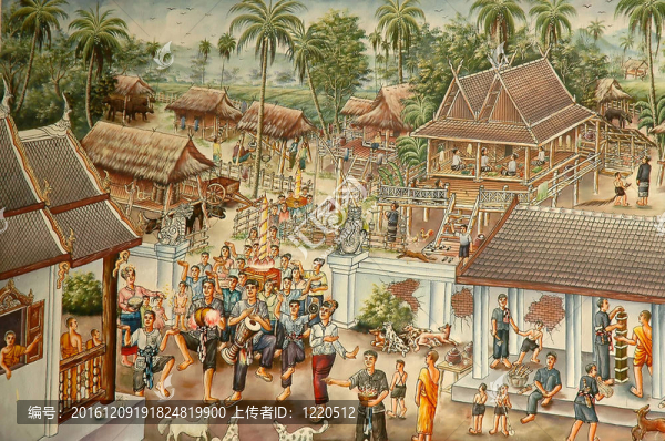 泰國(guó)傳統(tǒng)壁畫在wiweggaram寺
