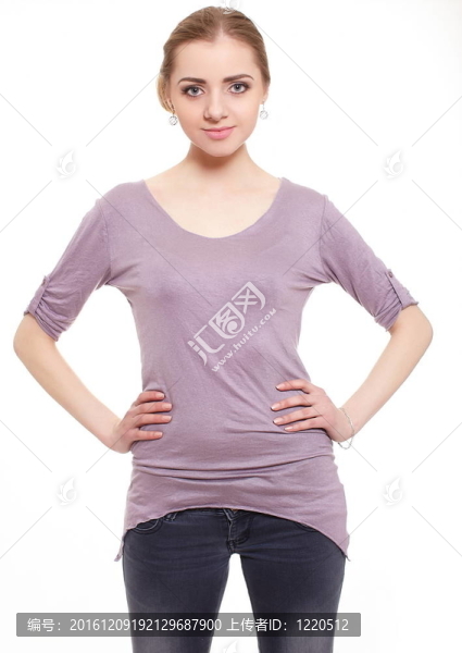 年輕漂亮性感金發(fā)碧眼的微笑時(shí)尚女人孤立在白色