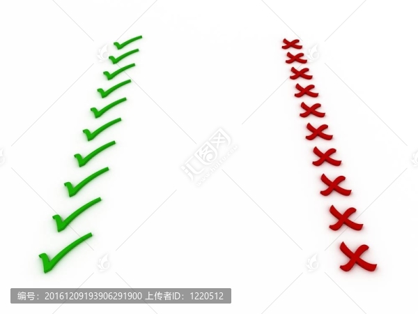 標(biāo)記X。錯(cuò)的；是/否；檢查/交叉