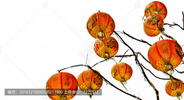 白色背景的中國燈籠