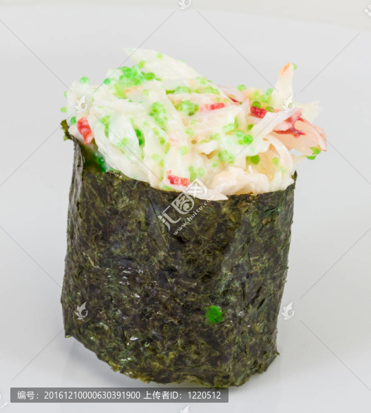 蟹與蟹蝦壽司給孤立在白色背景片