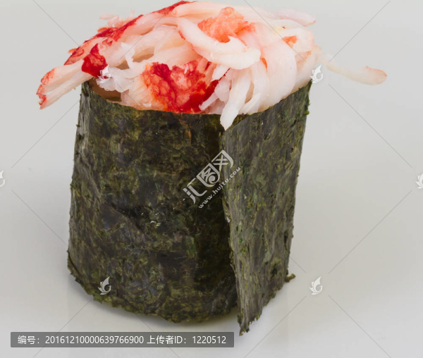 蟹與蟹蝦壽司給孤立在白色背景片