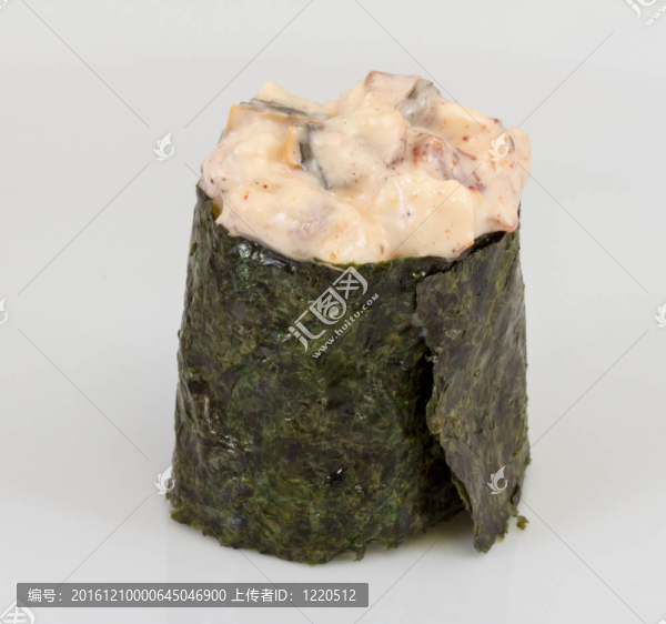 香料醬熏鰻魚壽司鰻魚與孤立在白色背景片