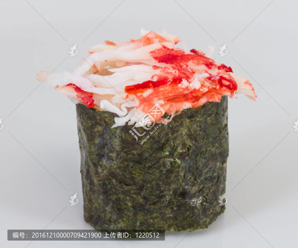 蟹與蟹蝦壽司給孤立在白色背景片