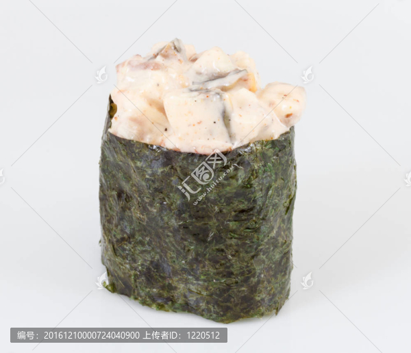 香料醬熏鰻魚壽司鰻魚與孤立在白色背景片