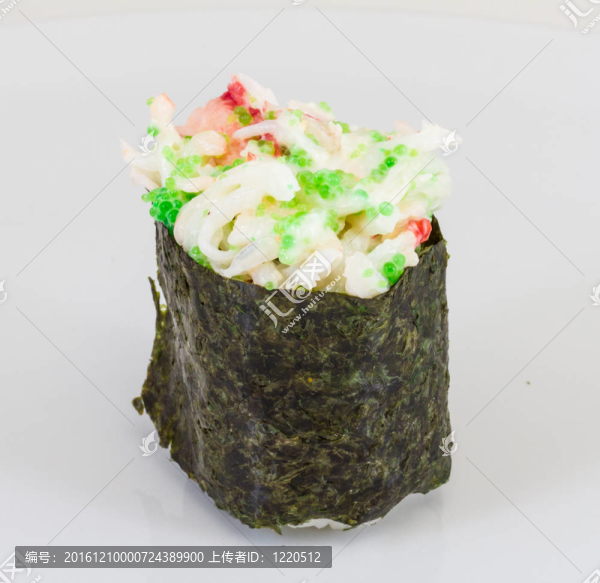 蟹與蟹蝦壽司給孤立在白色背景片