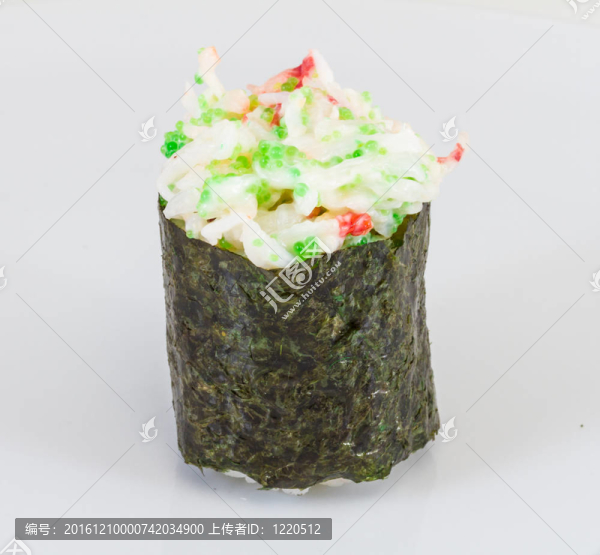 蟹與蟹蝦壽司給孤立在白色背景片