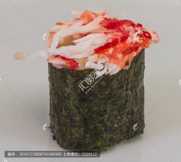 蟹與蟹蝦壽司給孤立在白色背景片