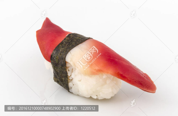 Hokkigai,Mollusc,sushi在白色背景