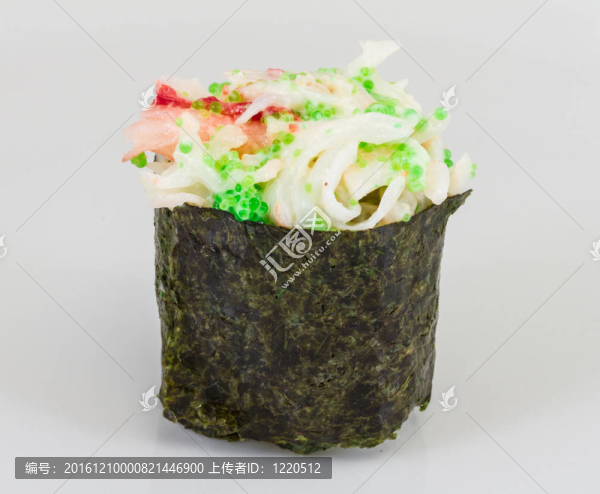 蟹與蟹蝦壽司給孤立在白色背景片