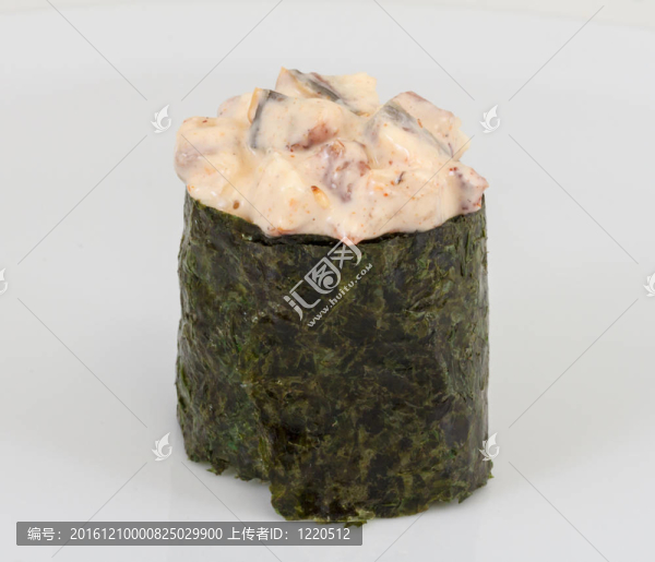 香料醬熏鰻魚壽司鰻魚與孤立在白色背景片