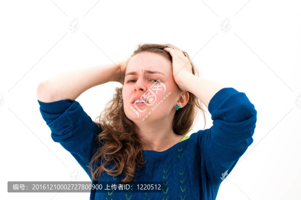 美麗的年輕女性偏頭痛