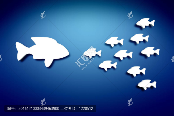 藍色墻壁上的白魚兒