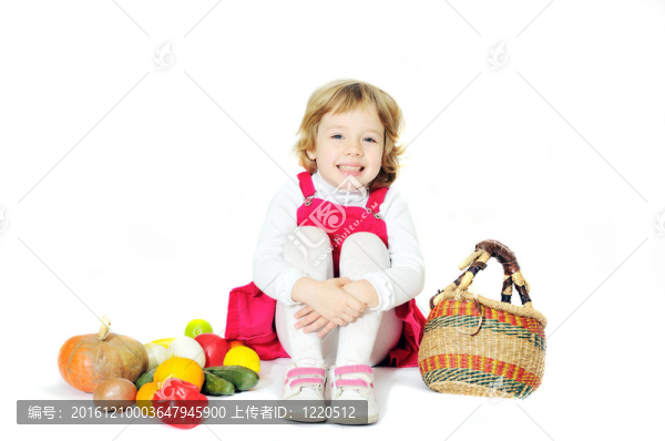 秋蔬菜女孩