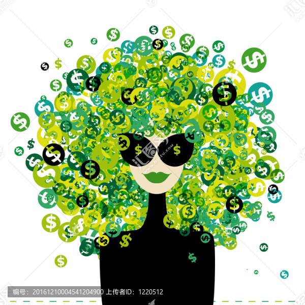 女性頭像與美元標(biāo)志發(fā)型為您設(shè)計