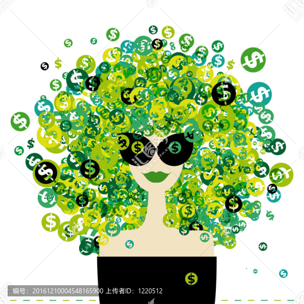女性頭像與美元標(biāo)志發(fā)型為您設(shè)計(jì)