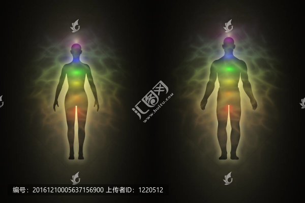 女人與男人剪影與光環(huán)