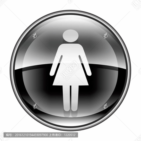 女性圖標(biāo)黑色；白色背景隔離