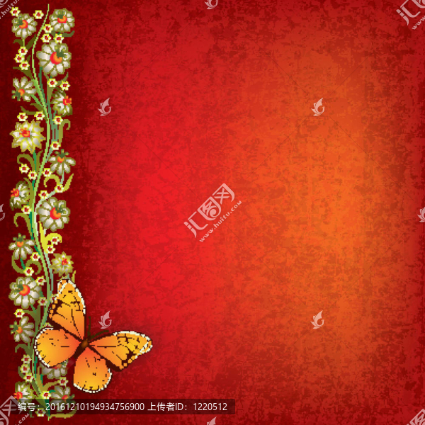 摘要垃圾圖蝴蝶和鮮花