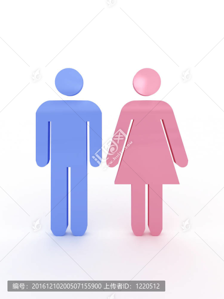 男女粉色和藍(lán)色的象征。3d