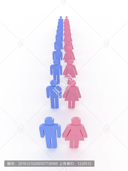 男女粉色和藍(lán)色的象征。3d