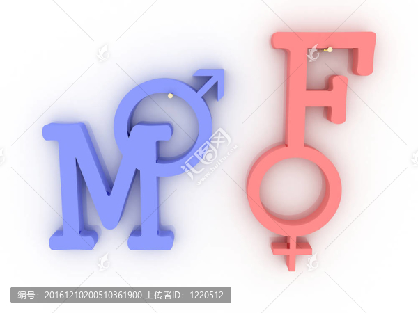 男女粉色和藍色的象征。3d