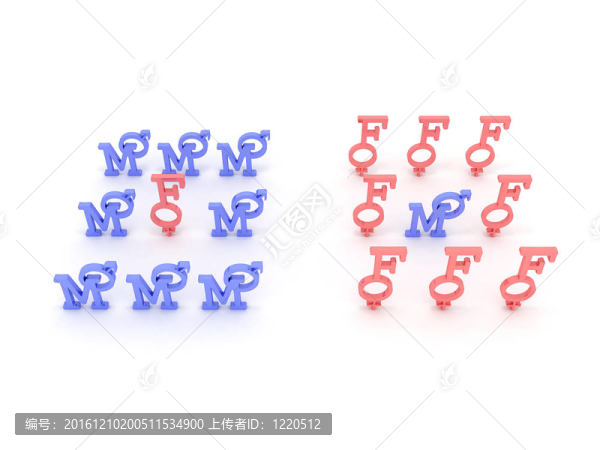 男女粉色和藍(lán)色的象征。3d