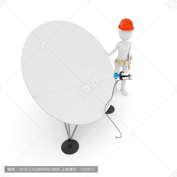 帶衛(wèi)星碟的3D人拉索