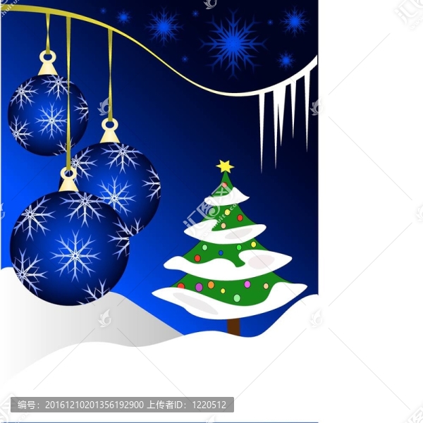 一個(gè)抽象的圣誕節(jié)用白色的冬景和房間文本暗藍(lán)背景的小玩意插畫