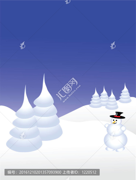 在下雪的背景下，有雪人的天空