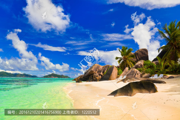 海灘來源D銀色在島拉迪格島；塞舌爾