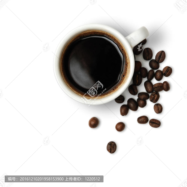一杯咖啡和咖啡豆