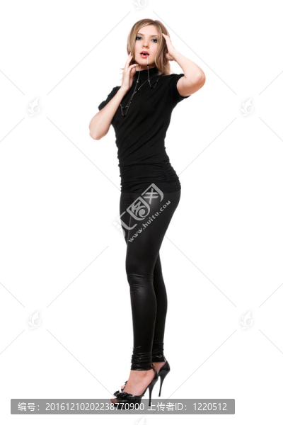 在緊身褲，年輕漂亮的女人。分離